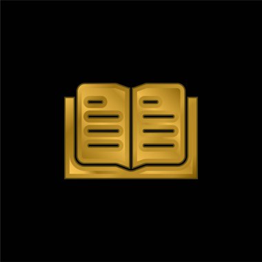 Kitap altın kaplamalı metalik simge veya logo vektörü