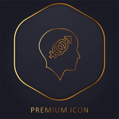 Bald Head With Sex Symbols golden line premium logo or icon clipart