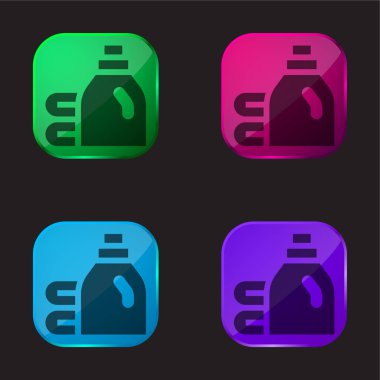 Bleach four color glass button icon clipart