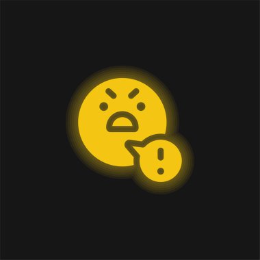 Angry yellow glowing neon icon clipart