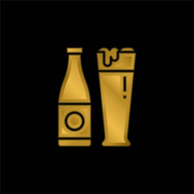 Bira altın kaplama metalik simge veya logo vektörü