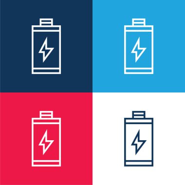 Pil mavi ve kırmızı dört renk minimal simge kümesi