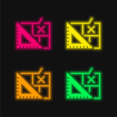 Dört renkli parlak neon vektör simgesi
