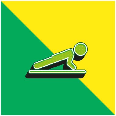 Boy Doing Pushups Green and yellow modern 3d vector icon logo clipart