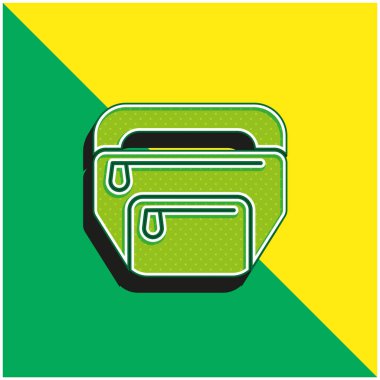 Kemer Torbası Yeşil ve Sarı 3D vektör simgesi logosu