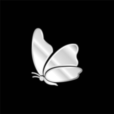 Big Wing Butterfly silver plated metallic icon clipart