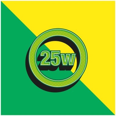 25 Watts Lamp Indicator Green and yellow modern 3d vector icon logo clipart