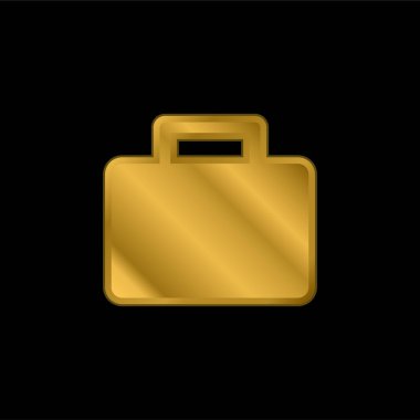 Siyah bavul altın kaplama metalik simge veya logo vektörü