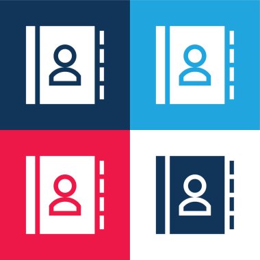 Gündem mavi ve kırmızı dört renk minimal simge kümesi