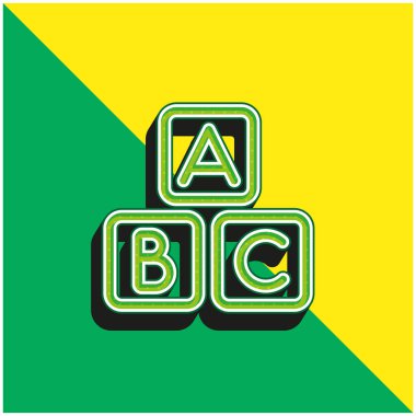 ABC Kareleri Yeşil ve Sarı Modern 3D vektör simgesi logosu