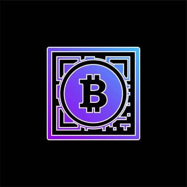 Qr Kod Arayüzü ile Bitcoin Paranın Ticari Sembolü Mavi Gradyan vektör simgesi