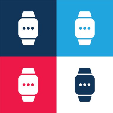Apple Watch mavi ve kırmızı dört renk minimal simge seti