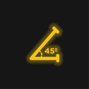 Acute Angle Of 45 Degrees yellow glowing neon icon clipart