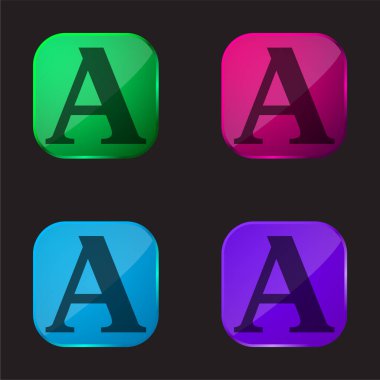 Academia Edu four color glass button icon clipart