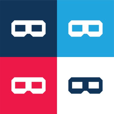 3D gözlük mavi ve kırmızı dört renk en az simge kümesi