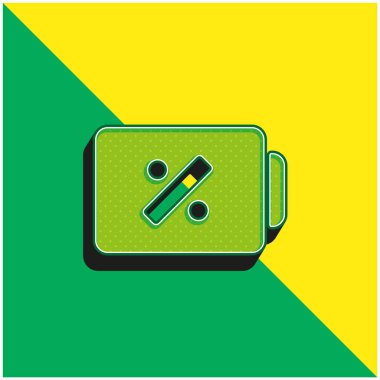 Pil Durumu Sembolü Yüzdelik İşareti Yeşil ve Sarı Modern 3d vektör logosuyla