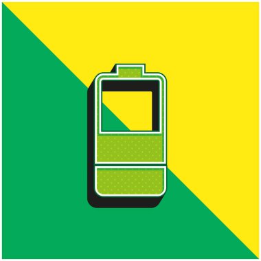 Pil Yeşil ve Sarı modern 3D vektör simgesi logosu