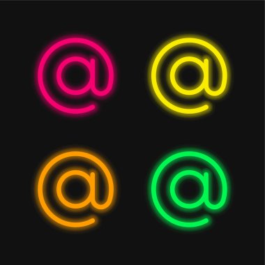 Parlayan dört renk neon vektör simgesinde
