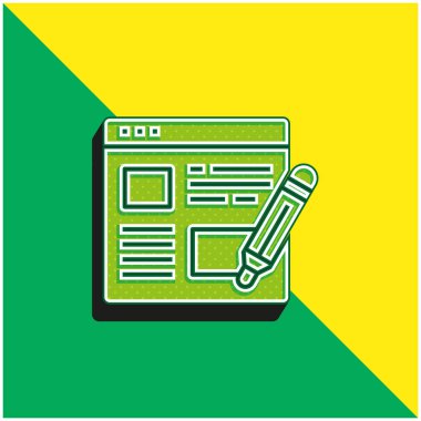 Yeşil ve sarı güncel 3d vektör simgesi logosu