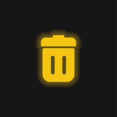 Lid sarısı parlak neon ikonlu çöp kutusu