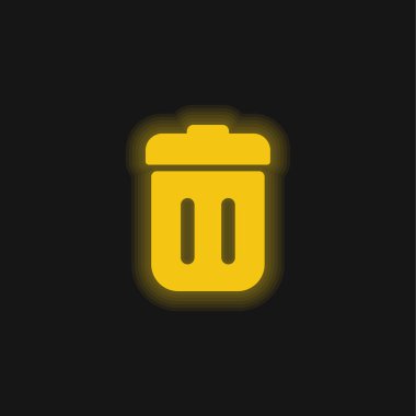 Bin With Lid yellow glowing neon icon clipart