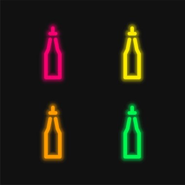 Dört renkli parlak neon vektör simgesi
