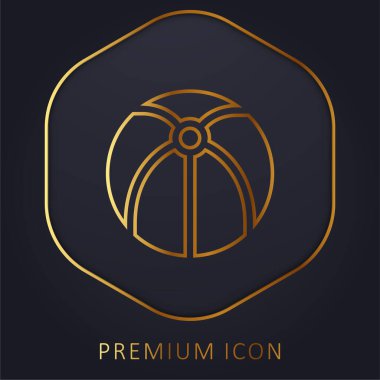 Plaj topu altın çizgisi logosu veya simgesi