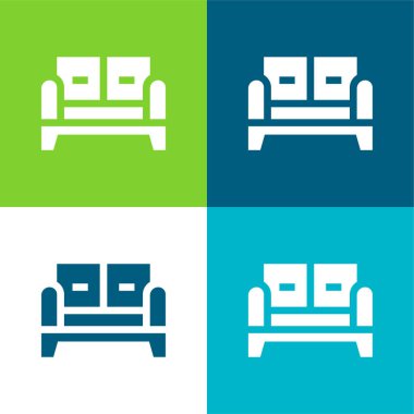 Koltuk Düz 4 renk simgesi seti