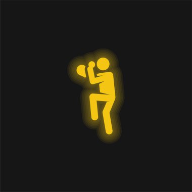 Baseball Player yellow glowing neon icon clipart