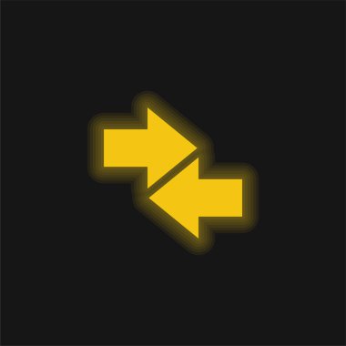 Sarı oklar parlayan neon simgesi