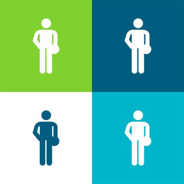 Bowling Silueti Düz Düz 4 renk minimal simgesi seti