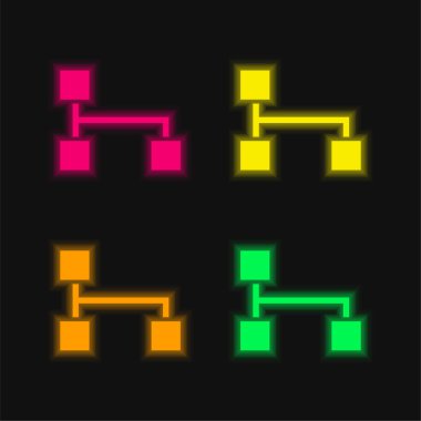 Siyah Kareler ve Çizgiler Bir Arayüz Grafiğindeki Dört Renkli Neon vektör simgesi