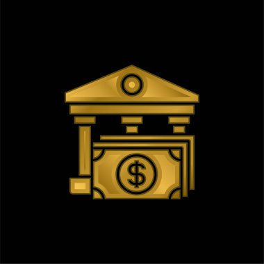 Banka altın kaplamalı metalik simge veya logo vektörü
