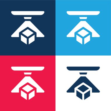 3d mavi ve kırmızı dört renk minimal simge kümesi