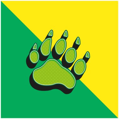 Bear Pawprint Green and yellow modern 3d vector icon logo clipart