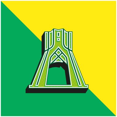 Azadi Yeşil ve Sarı modern 3d vektör simgesi logosu