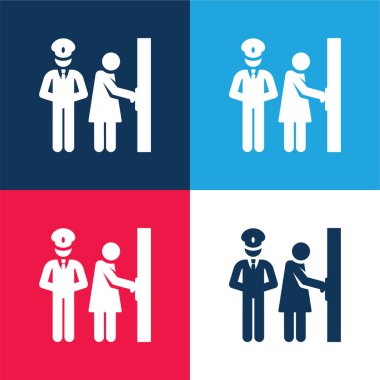Bodyguard mavi ve kırmızı dört renk minimal simge kümesi