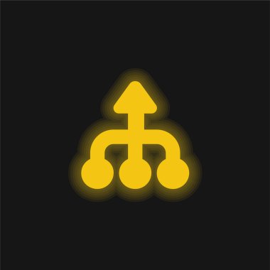 Sarı oklar parlayan neon simgesi