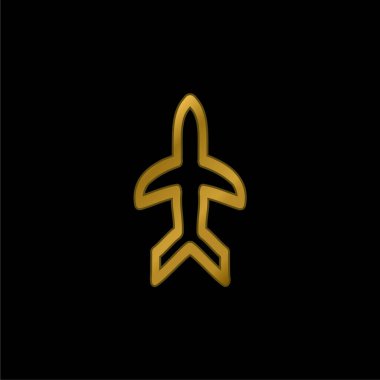 Uçak El Çizimi Altın kaplama metalik ikon ya da logo vektörü