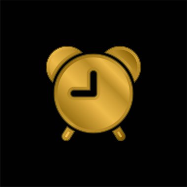 Alarm Saati altın kaplamalı metalik simge veya logo vektörü