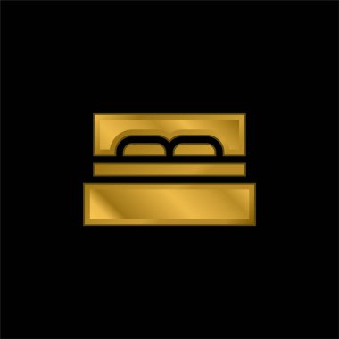 Yatak altın kaplamalı metalik simge veya logo vektörü