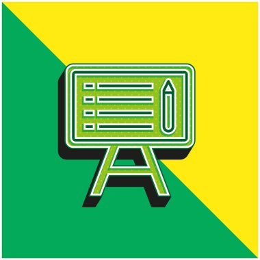 Karatahta Yeşil ve sarı modern 3D vektör simgesi logosu