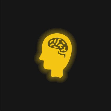 Beyin sarısı parlak neon simgesi