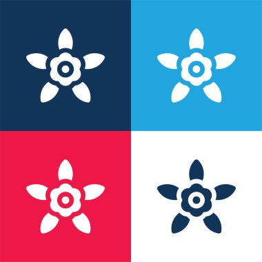 Kan Çiçeği Mavi ve Kırmızı Dört Renk Minimum Simgesi