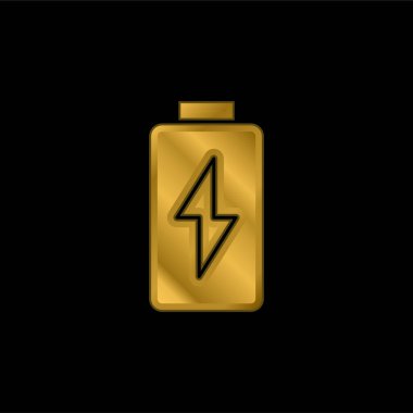 Pil altın kaplamalı metalik simge veya logo vektörü