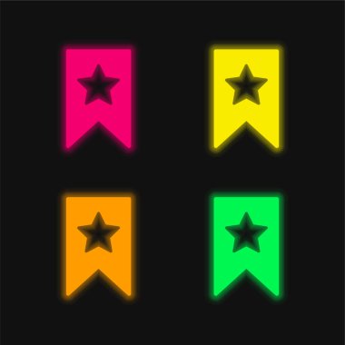 Yer imi dört renk parlayan neon vektör simgesi