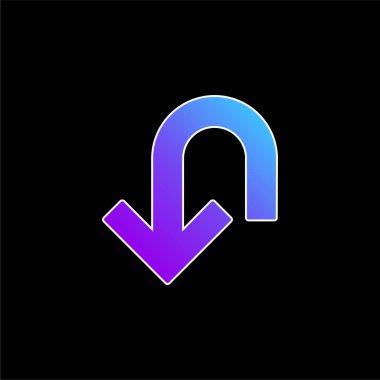 Ok Aşağı Eğri mavi eğimli vektör simgesi