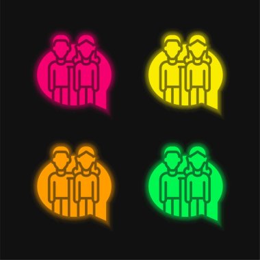 Parlayan dört renk neon vektör simgesi