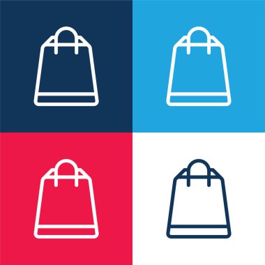 Poşet mavi ve kırmızı dört renk minimal simge seti