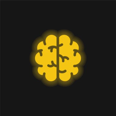 Beyin sarısı parlak neon simgesi